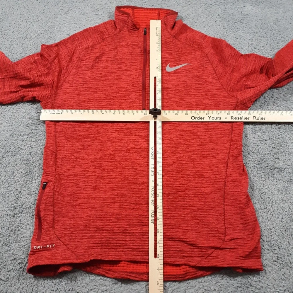Nike Running 1/4 Zip Sweatshirt Womens Medium Burnt Orange Waffle Knit Dri-Fit
